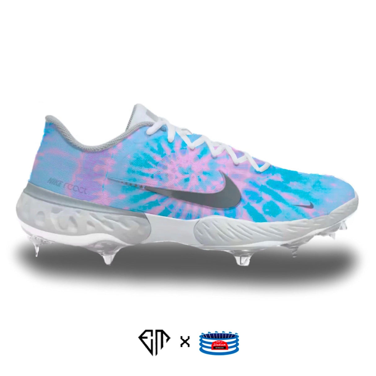 "Tie-Dye" Nike Alpha Huarache Elite 3 Low Cleats by Stadium Custom Kicks