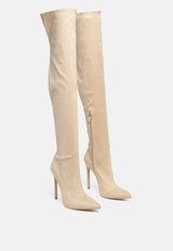 tilera stretch over the knee stiletto boots by London Rag