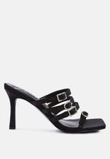 times up diamante buckle mid heel sandals by London Rag