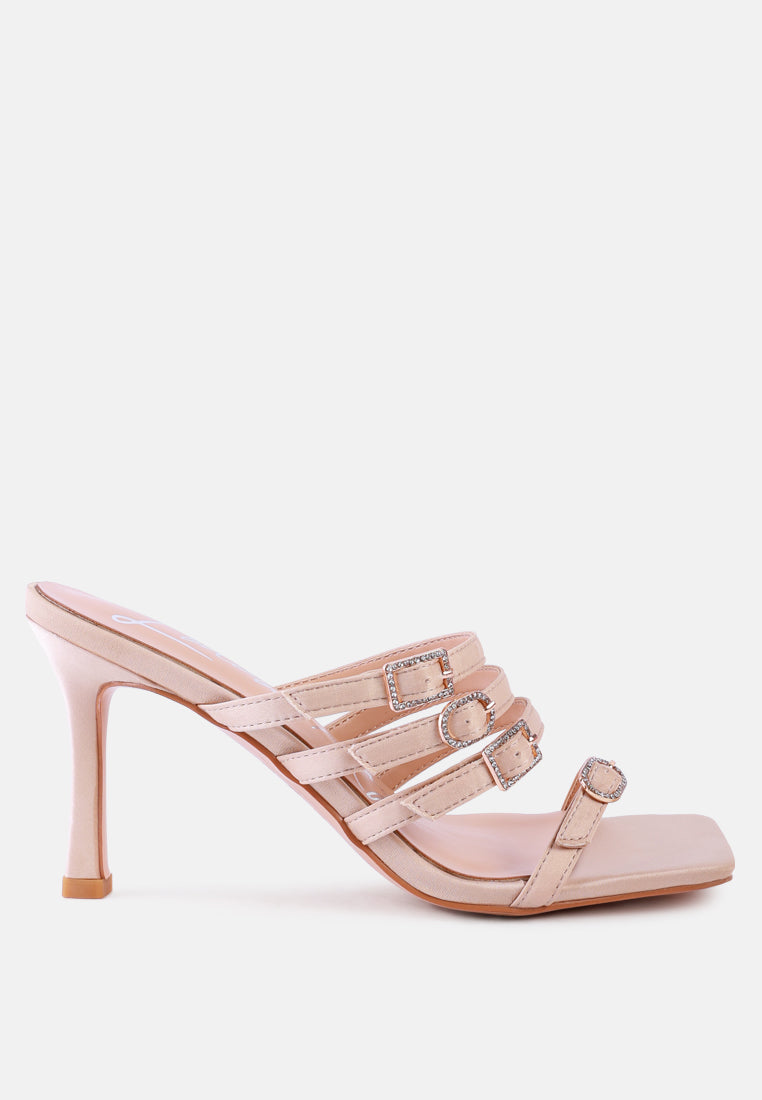 times up diamante buckle mid heel sandals by London Rag