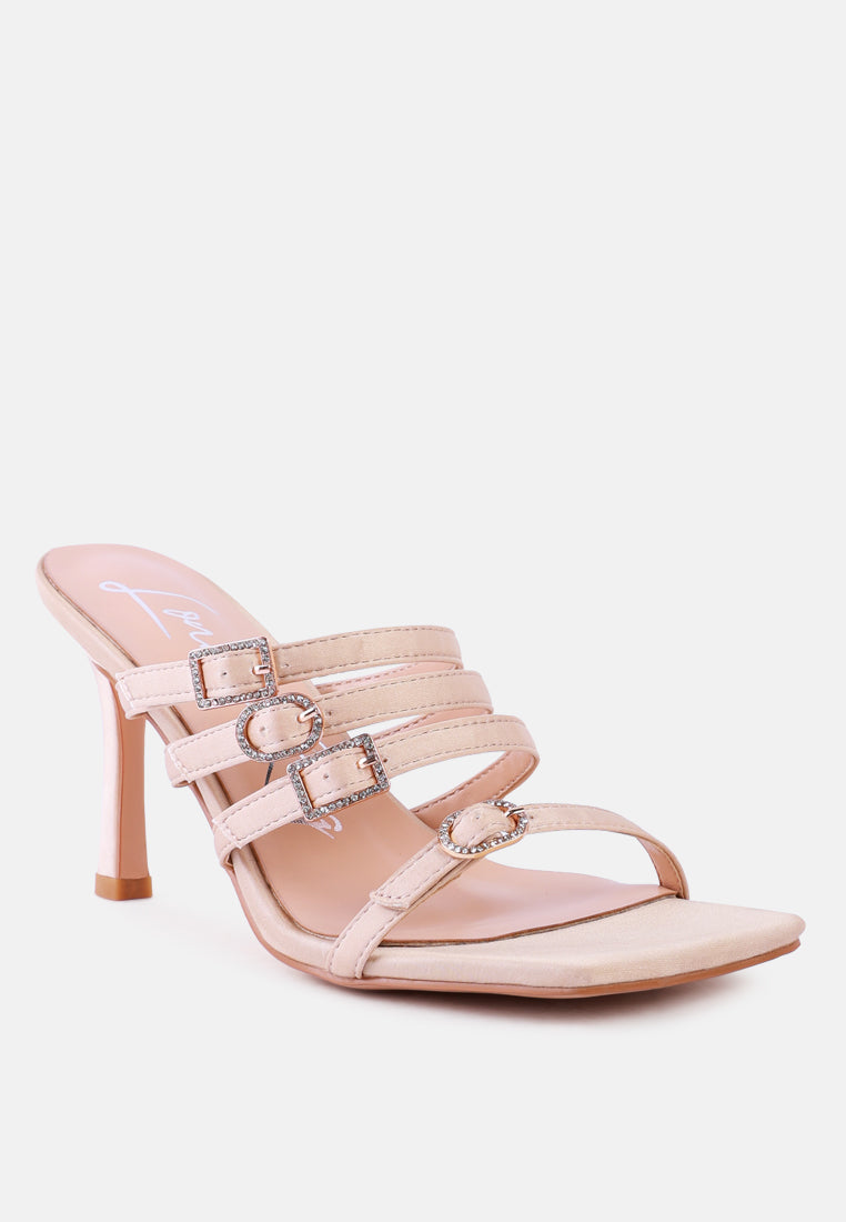 times up diamante buckle mid heel sandals by London Rag