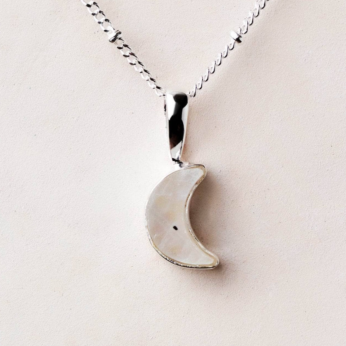 Crescent Moon Raw Gemstone Necklace by Tiny Rituals