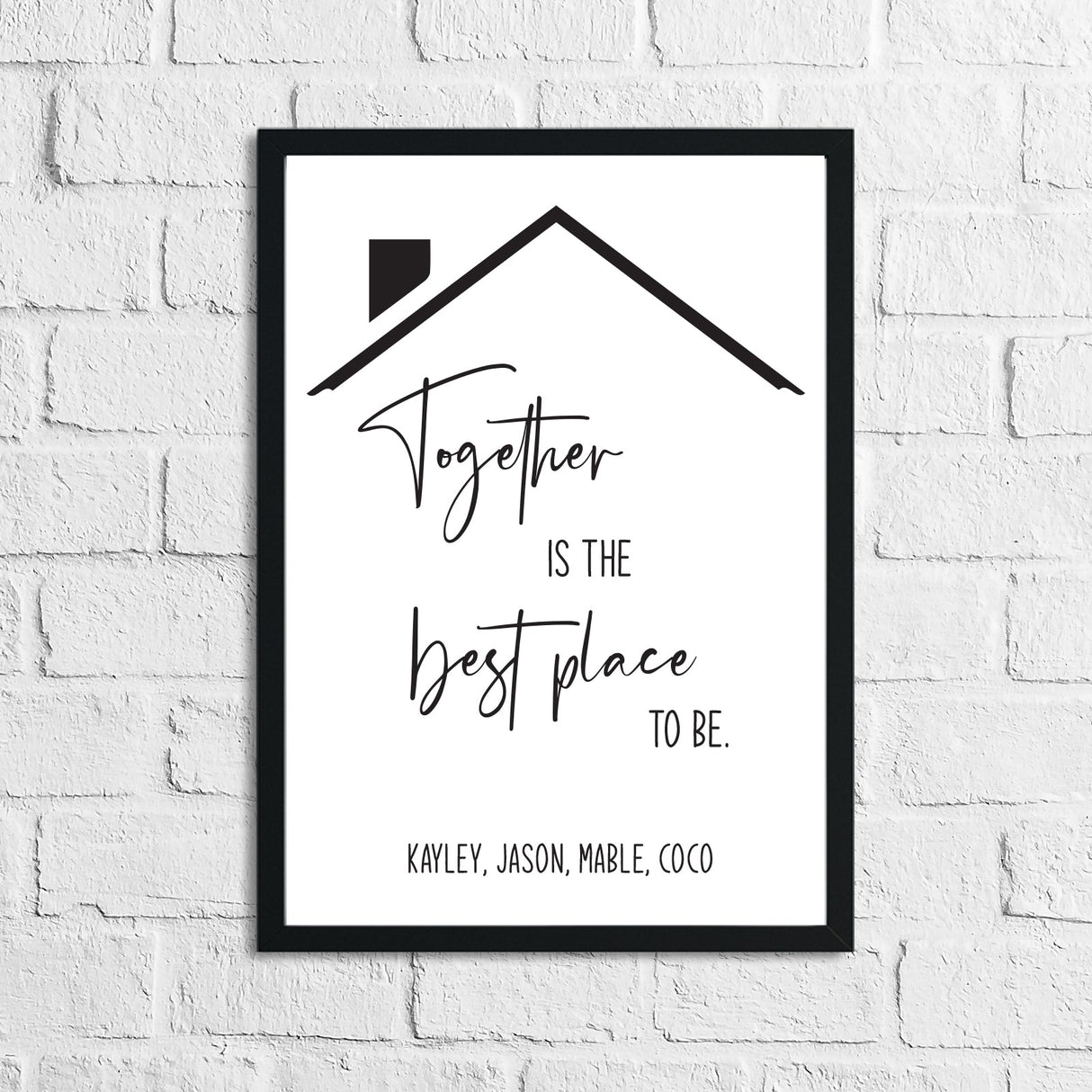 Personalised Names Together Is The Best Place To Be Simple Home Wall Decor Print by WinsterCreations™ Official Store