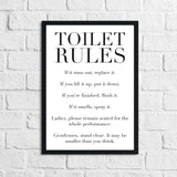 Toilet Rules Funny Humorous Bathroom Wall Decor Print - With Or Without Marble by WinsterCreations™ Official Store