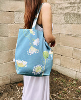 Tote Bag: Queen Anne's Lace on Teal by India & Purry