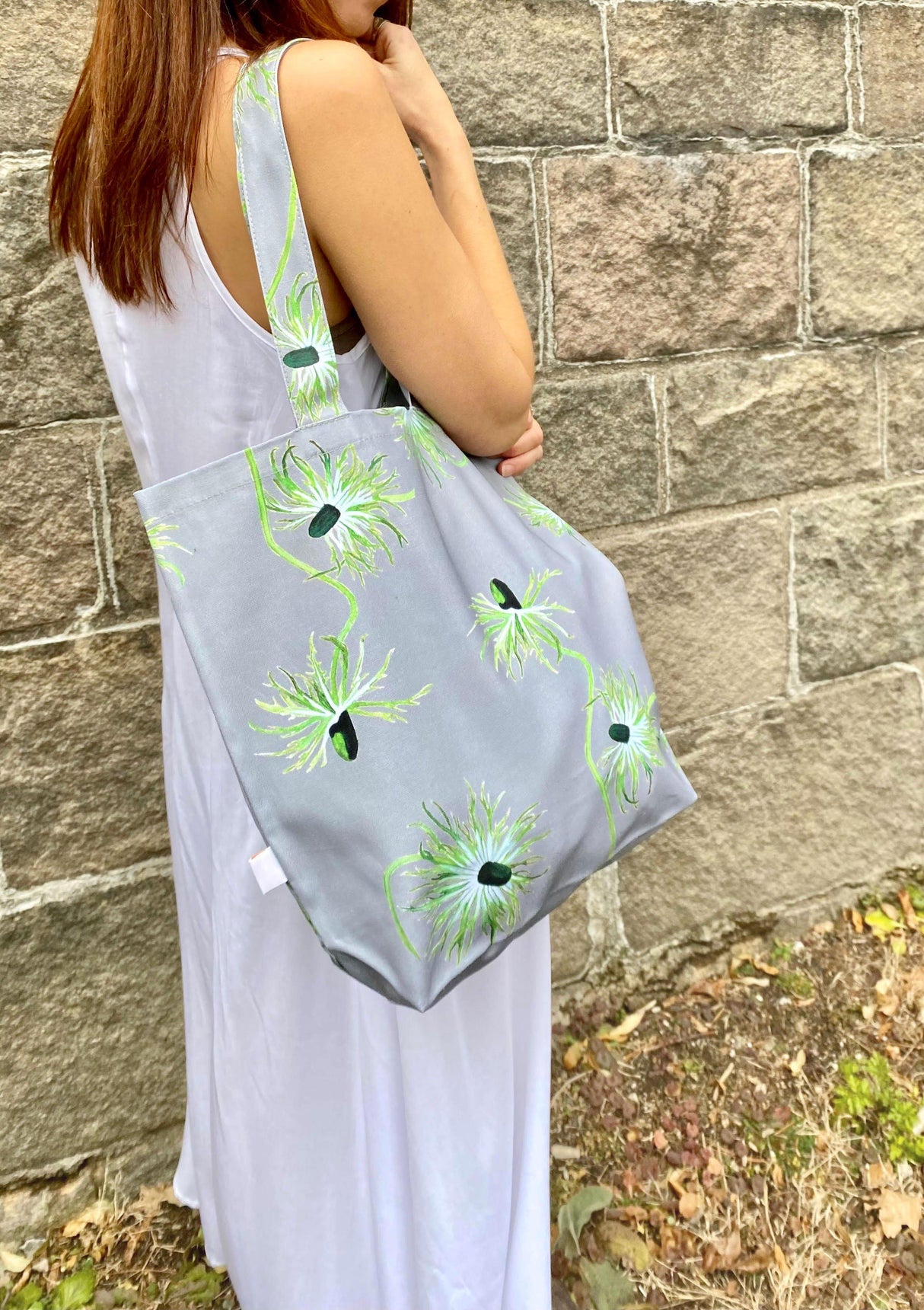 Tote Bag: Thistle on Grey by India & Purry