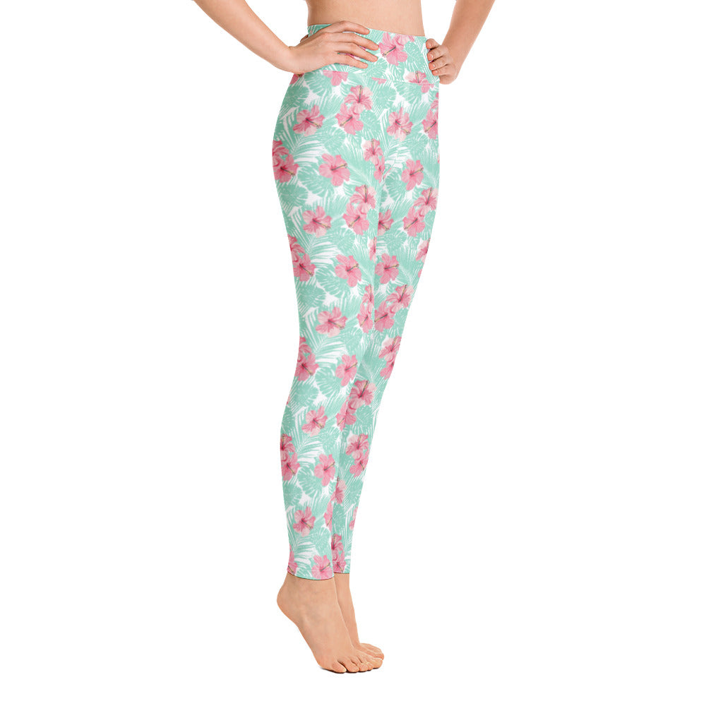 Women's Tropical Island Floral Yoga Leggings by Tropical Seas Clothing