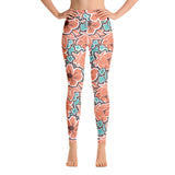 Women's Tropical Red Floral Yoga Leggings by Tropical Seas Clothing