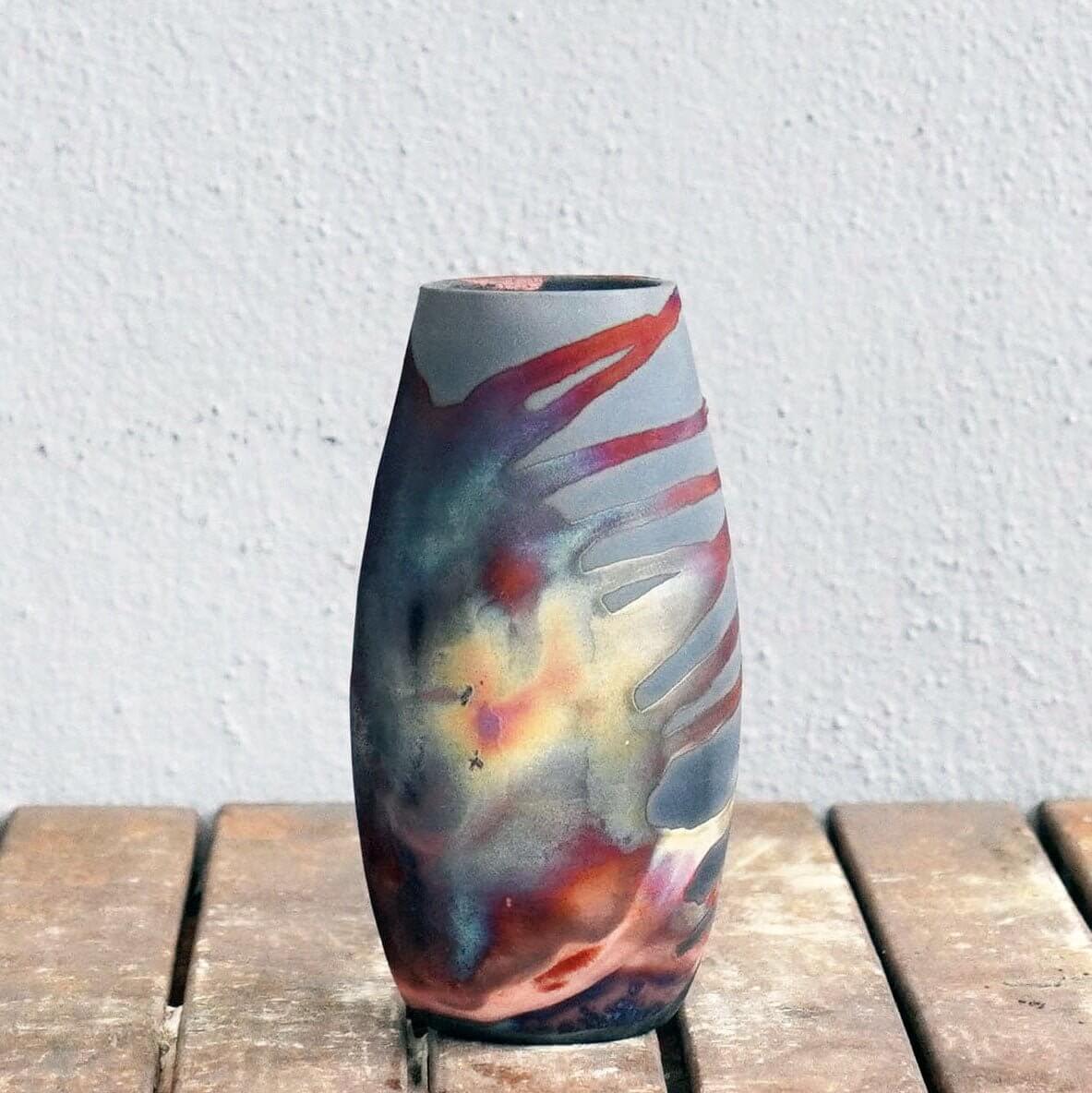 Tsuri Ceramic Raku Pottery Vase by RAAQUU