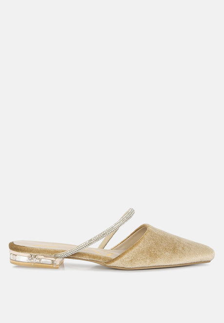 turnon velvet diamante detail flat mules by London Rag