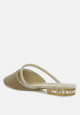 turnon velvet diamante detail flat mules by London Rag