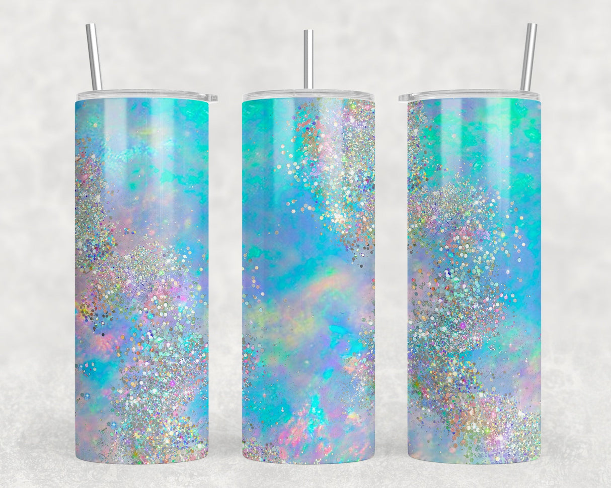 Turquoise Galaxy - 20 oz Steel Skinny Tumbler - Optional Blue Tooth Speaker - Speaker Color will Vary by Rowdy Ridge Co