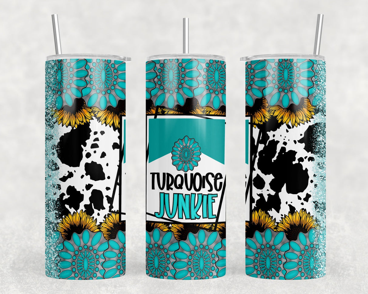 Turquoise Junkie|Skinny Tumbler|Optional Bluetooth Speaker| Speaker Color Varies by Rowdy Ridge Co