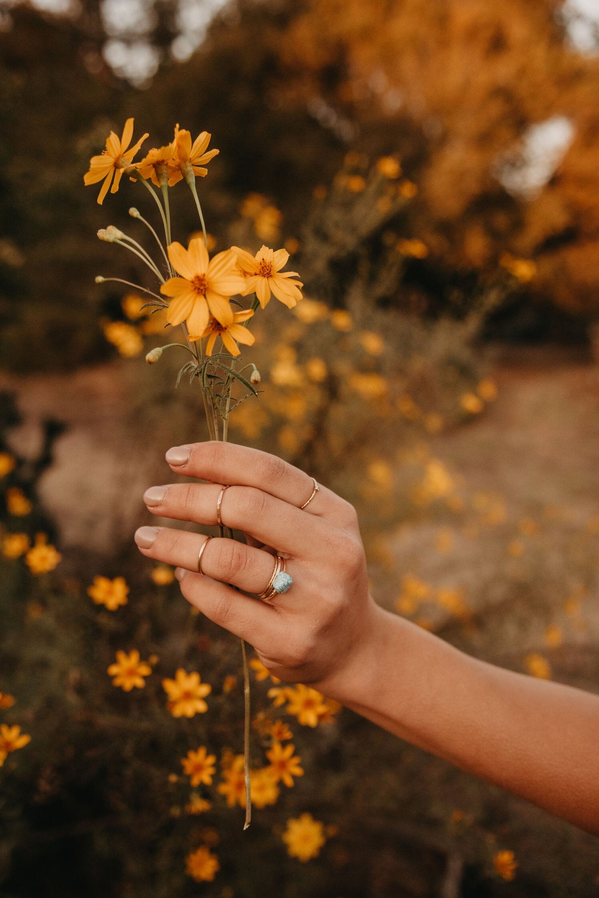 Dainty Hammered Turquoise Ring by Toasted Jewelry