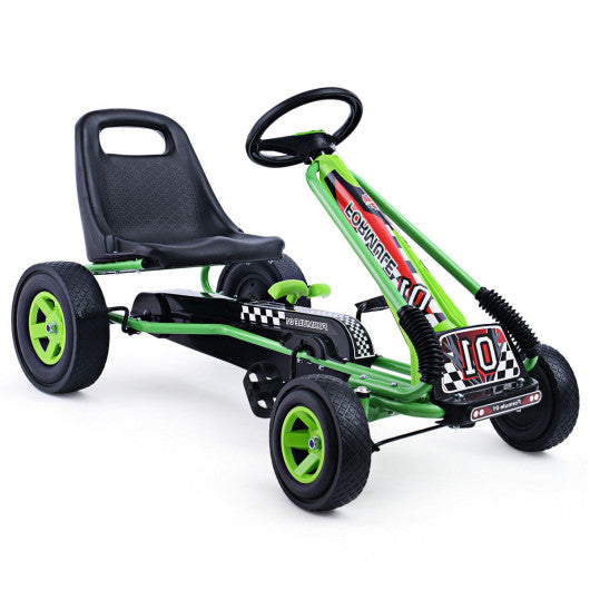 4 Wheels Kids Ride On Pedal Powered Bike Go Kart Racer Car Outdoor Play Toy-Green