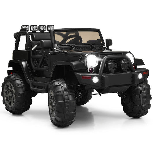 12V Kids Remote Control Riding Truck Car with LED Lights-Black