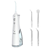 Portable Water Dental Flosser Cordless Rechargeable Dental Oral Irrigator IPX7 Waterproof Teeth Cleaner with 4 Modes 4 Nozzles 10.15oz