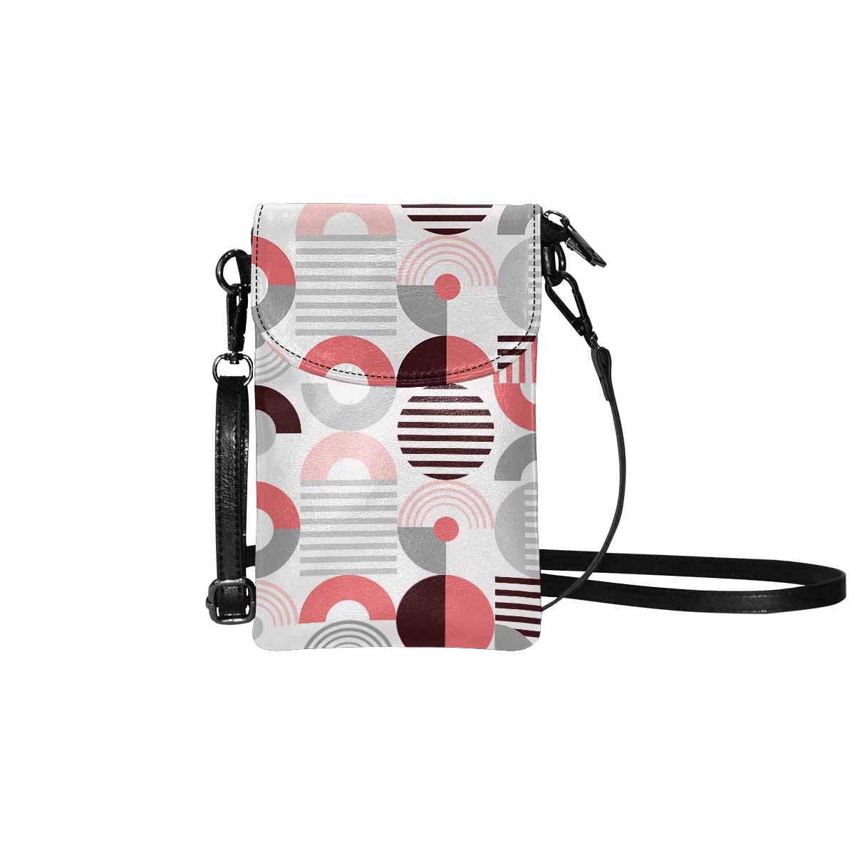 Small Cell Phone Purse, Pink and Grey Geometric Print - S7353 by inQue.Style