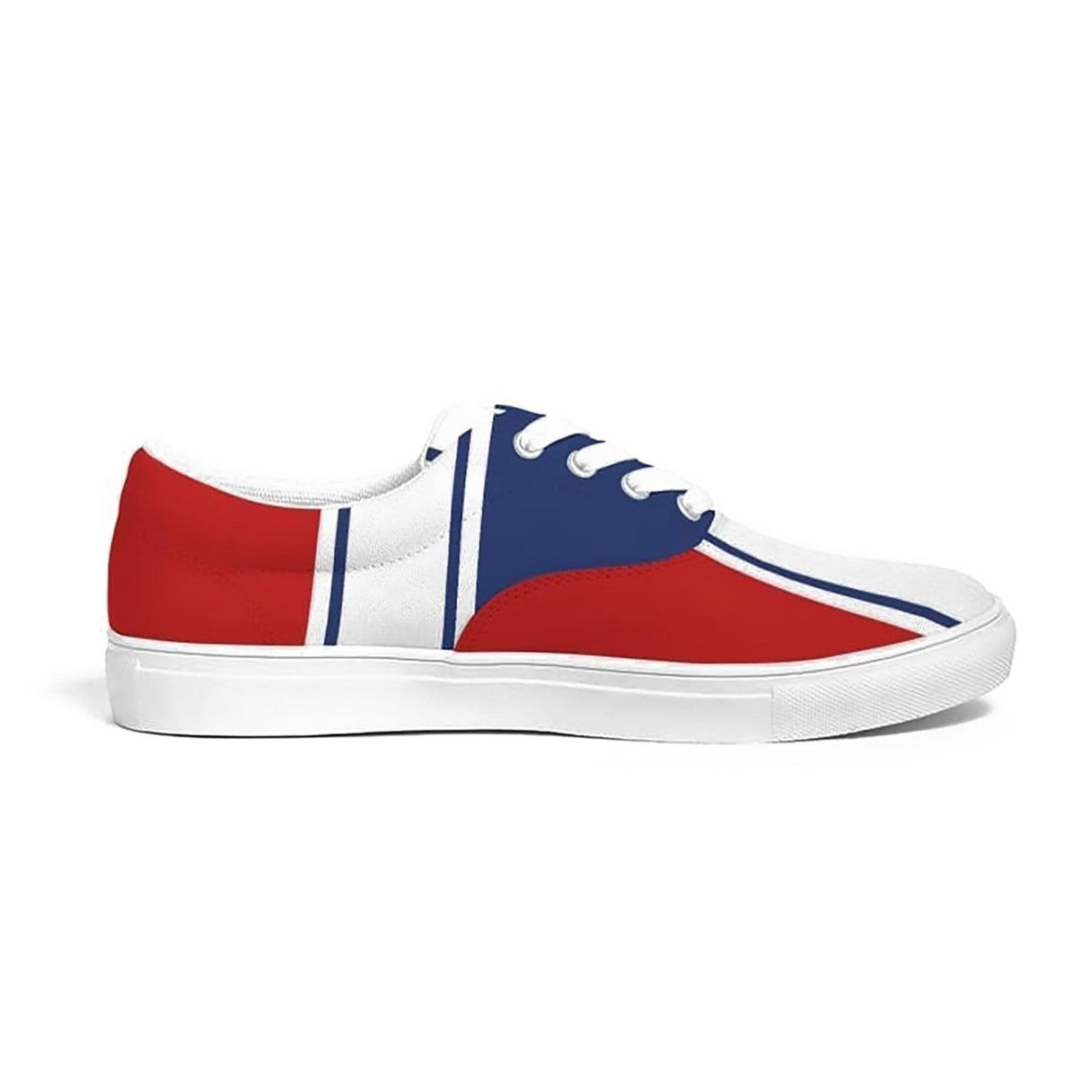 Sneakers for Men, Blue Red White Striped Print - Sports Shoes by inQue.Style