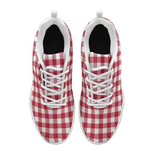 Sneakers for Men, Buffalo Plaid Red and White - Running Shoes Dg855 by inQue.Style