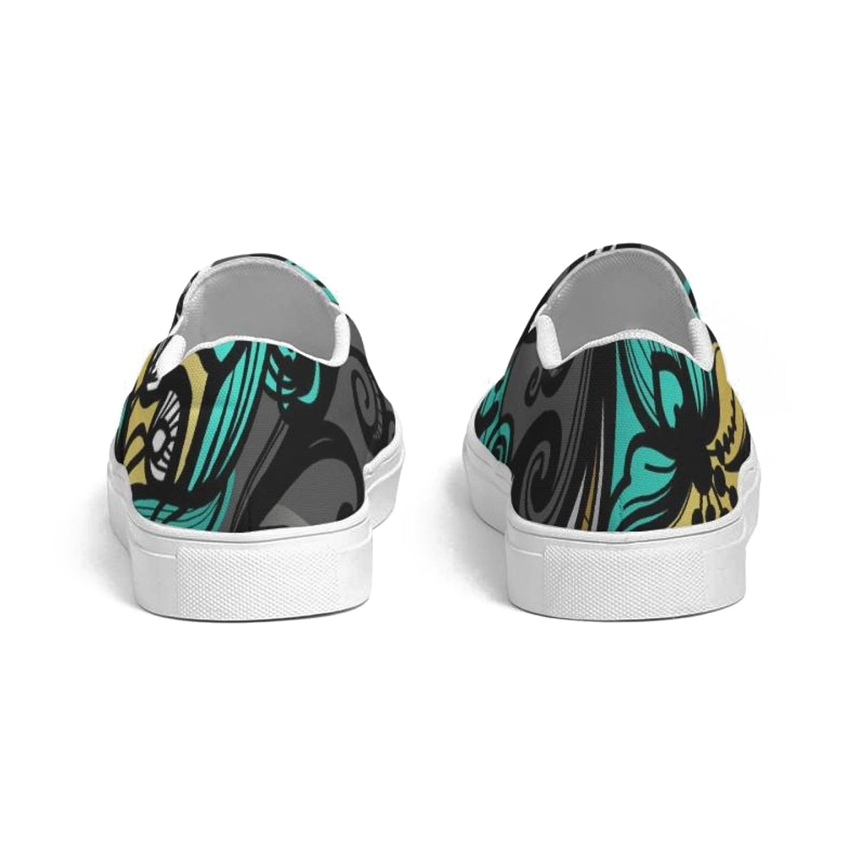 Womens Sneakers - Canvas Slip on Shoes, Green Butterfly Print by inQue.Style