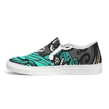 Womens Sneakers - Canvas Slip on Shoes, Green Butterfly Print by inQue.Style