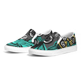 Womens Sneakers - Canvas Slip on Shoes, Green Butterfly Print by inQue.Style