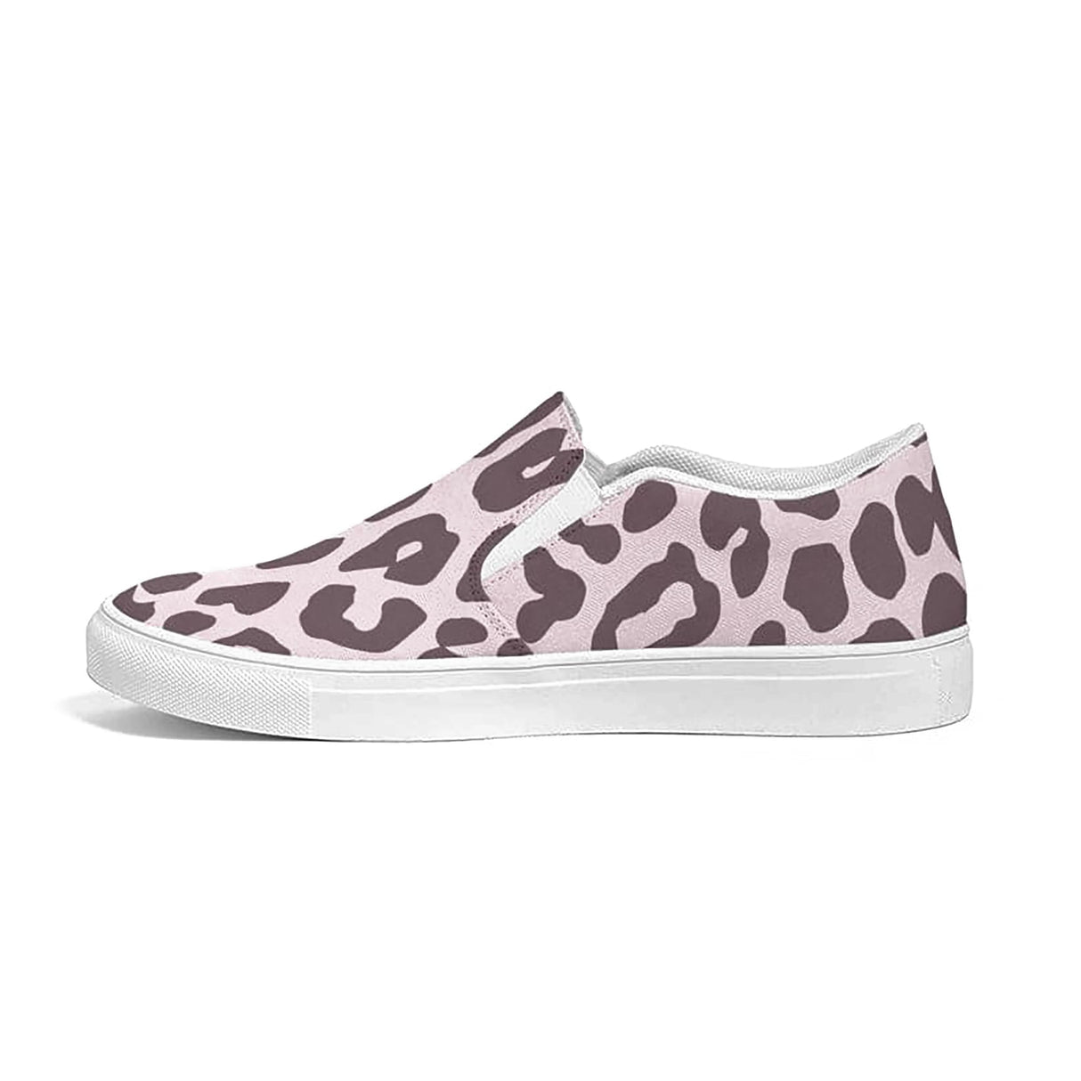 Womens Sneakers - Canvas Slip on Shoes, Pink Leopard Print by inQue.Style