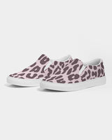 Womens Sneakers - Canvas Slip on Shoes, Pink Leopard Print by inQue.Style