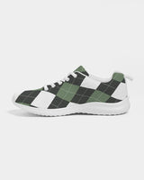 Womens Sneakers - Green and White Plaid Canvas Sports Shoes / Running by inQue.Style