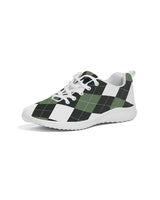 Womens Sneakers - Green and White Plaid Canvas Sports Shoes / Running by inQue.Style