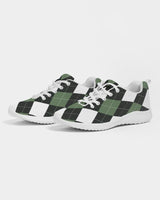 Womens Sneakers - Green and White Plaid Canvas Sports Shoes / Running by inQue.Style