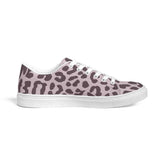 Womens Sneakers - Low Top Sports Shoes, Pink Leopard Print by inQue.Style