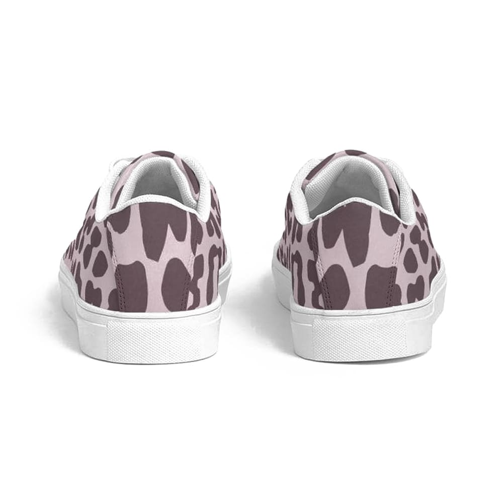 Womens Sneakers - Low Top Sports Shoes, Pink Leopard Print by inQue.Style