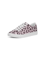 Womens Sneakers - Low Top Sports Shoes, Pink Leopard Print by inQue.Style