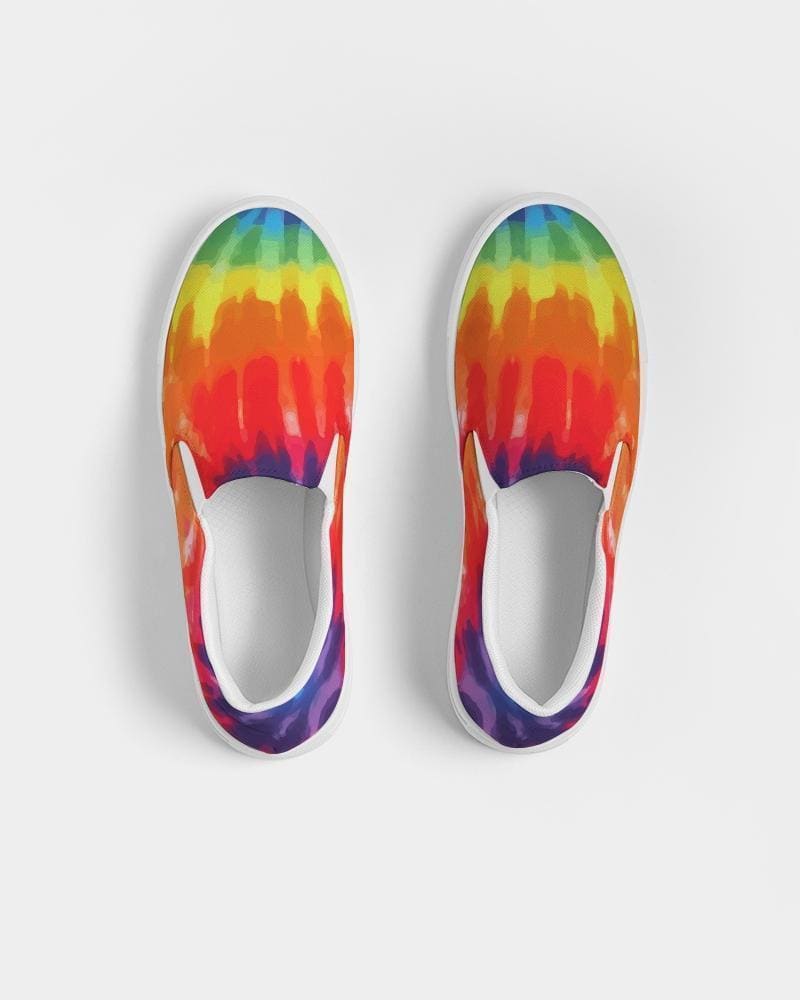 Womens Sneakers - Peace & Love Tie-dye Style Low Top Slip-on Canvas Shoes by inQue.Style