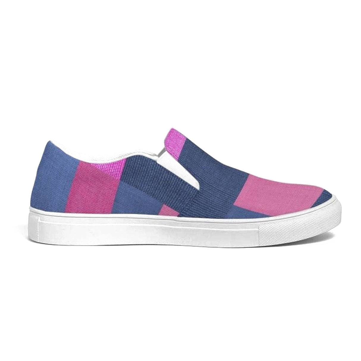 Womens Sneakers - Pink & Blue Geometric Print Slip-on Canvas Shoes by inQue.Style