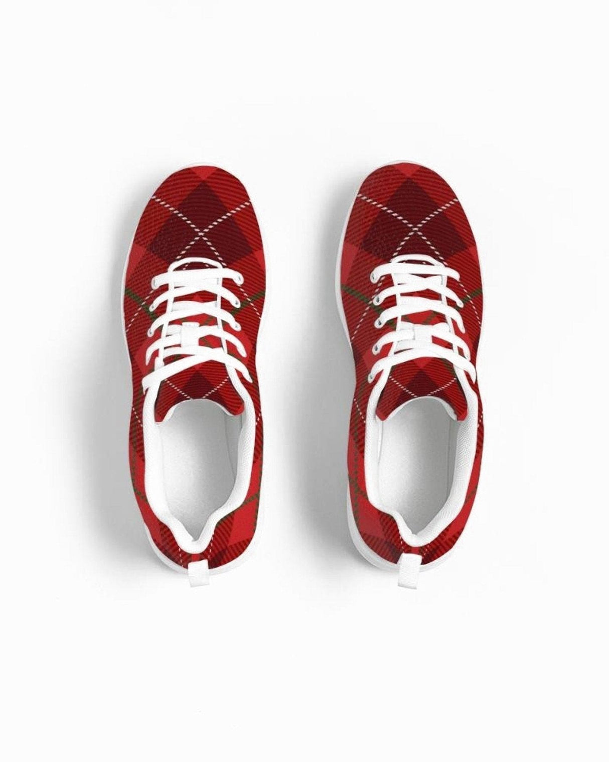 Womens Sneakers - Red Plaid Canvas Sports Shoes / Running by inQue.Style