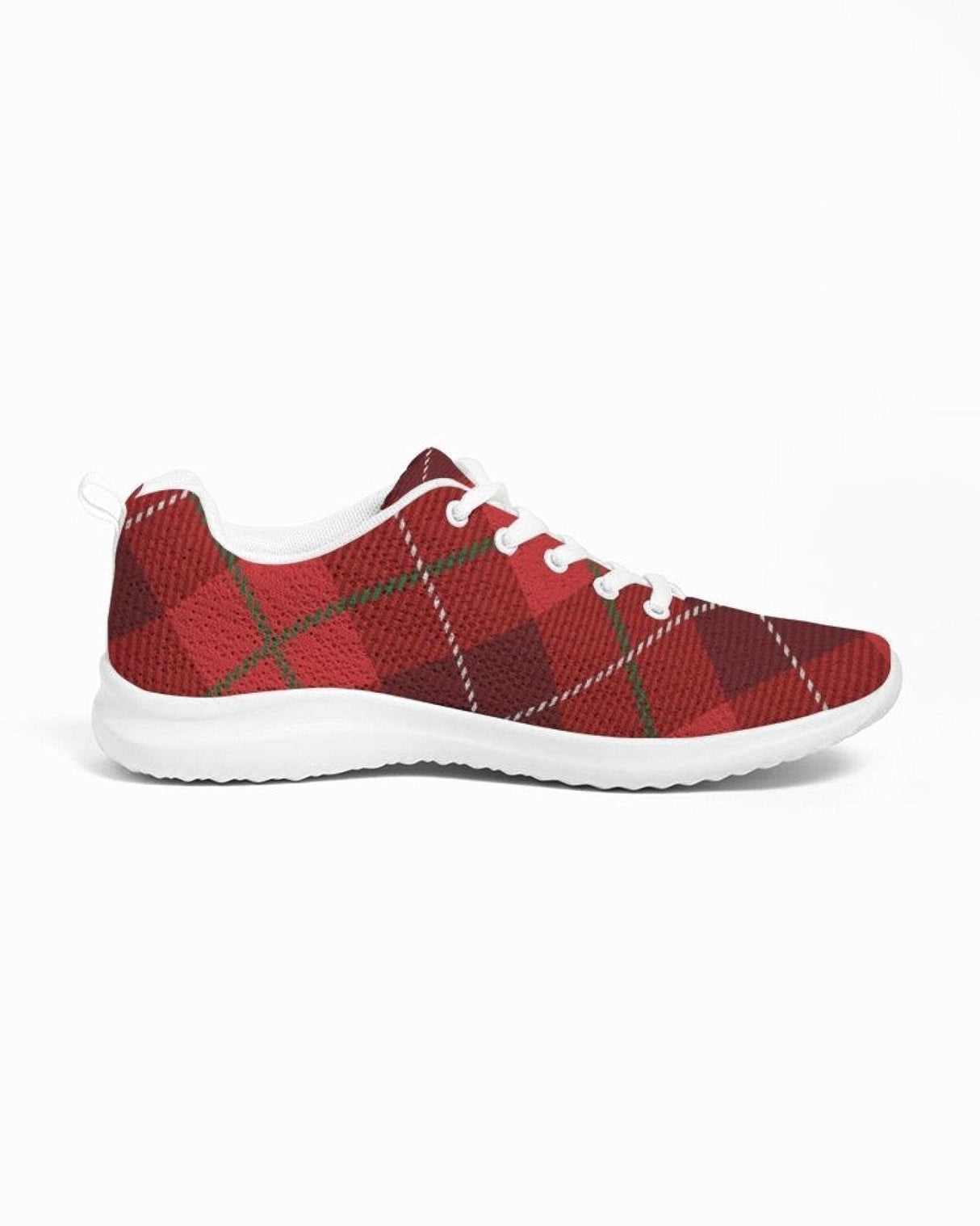 Womens Sneakers - Red Plaid Canvas Sports Shoes / Running by inQue.Style