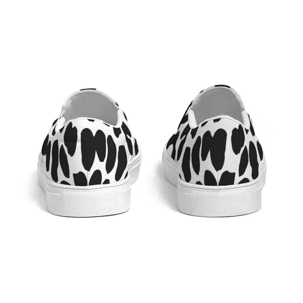 Womens Sneakers - Slip on Canvas Shoes, Black and White Leopard Print by inQue.Style