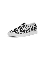 Womens Sneakers - Slip on Canvas Shoes, Black and White Leopard Print by inQue.Style