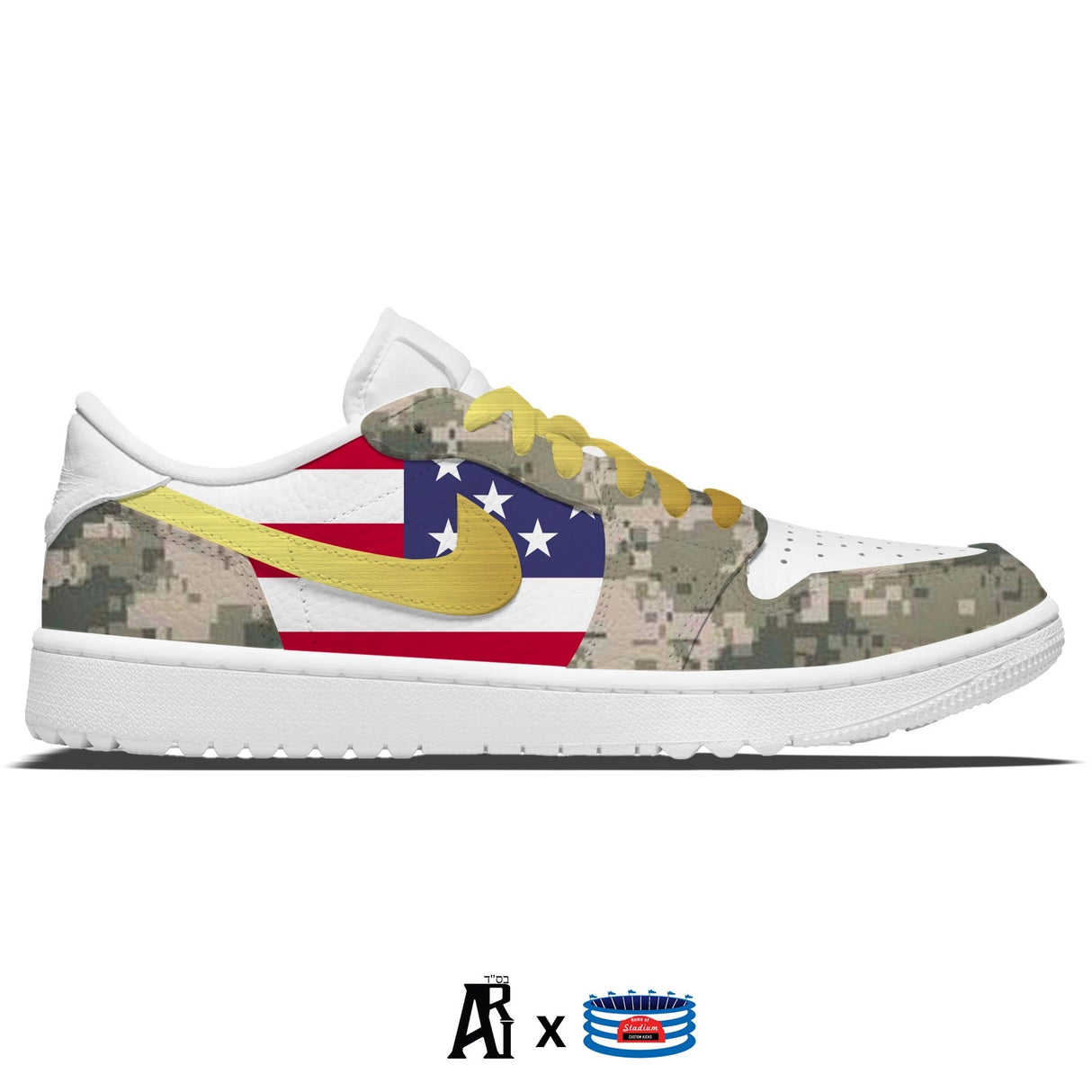 "USA Army Camo" Jordan 1 Golf Shoes by Stadium Custom Kicks