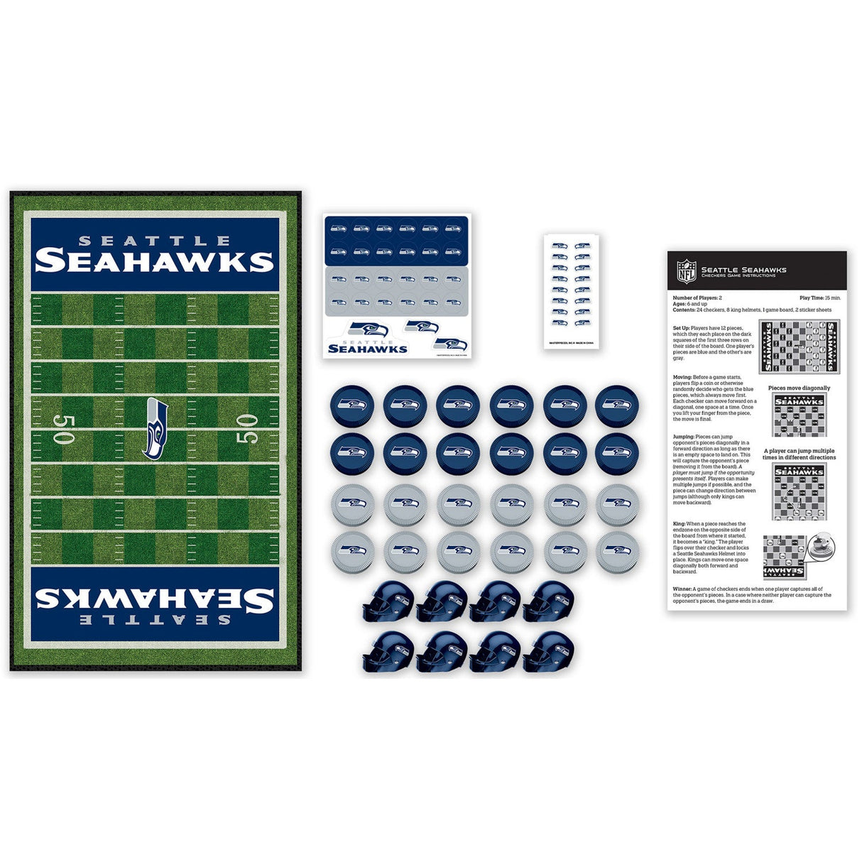 Seattle Seahawks Checkers Board Game by MasterPieces Puzzle Company INC