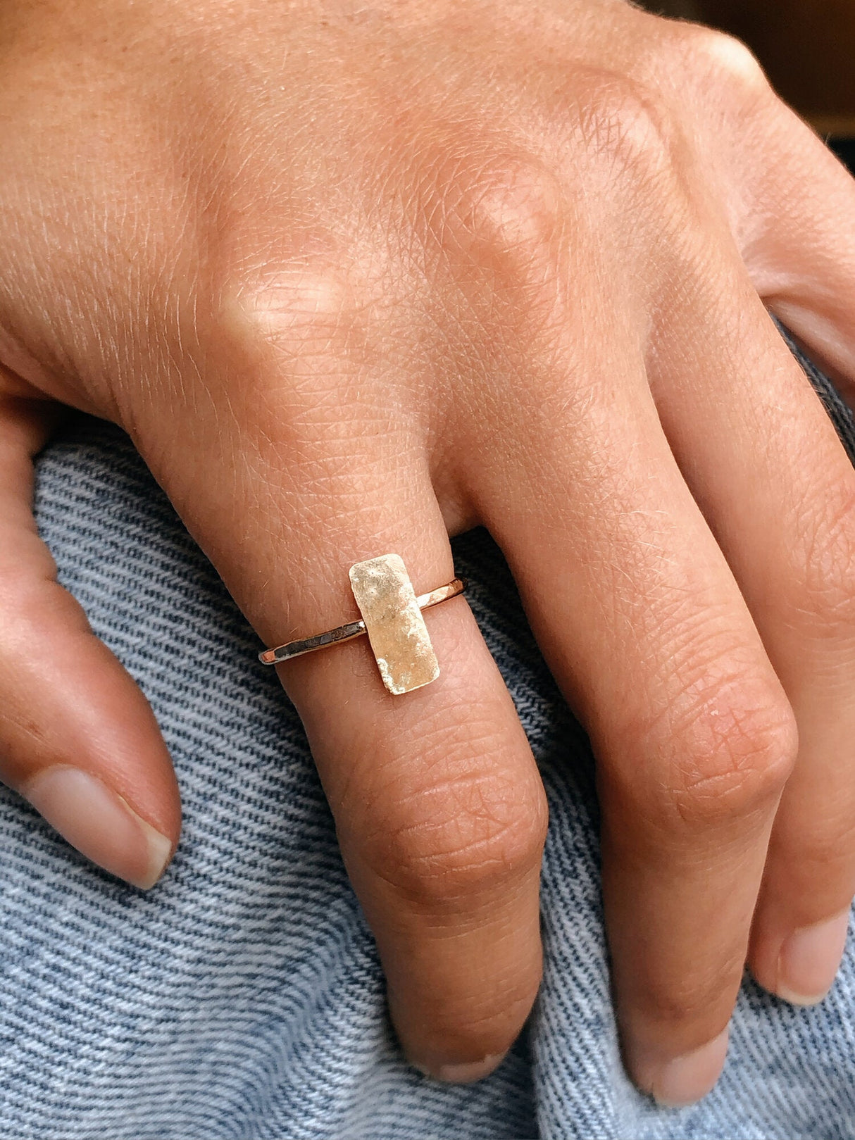 Hammered Vertical Bar Ring by Toasted Jewelry