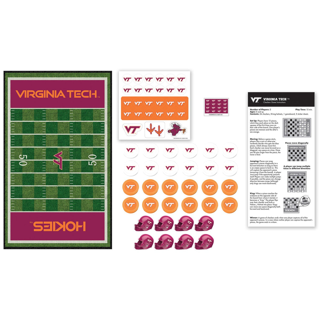 Virginia Tech Hokies Checkers Board Game by MasterPieces Puzzle Company INC