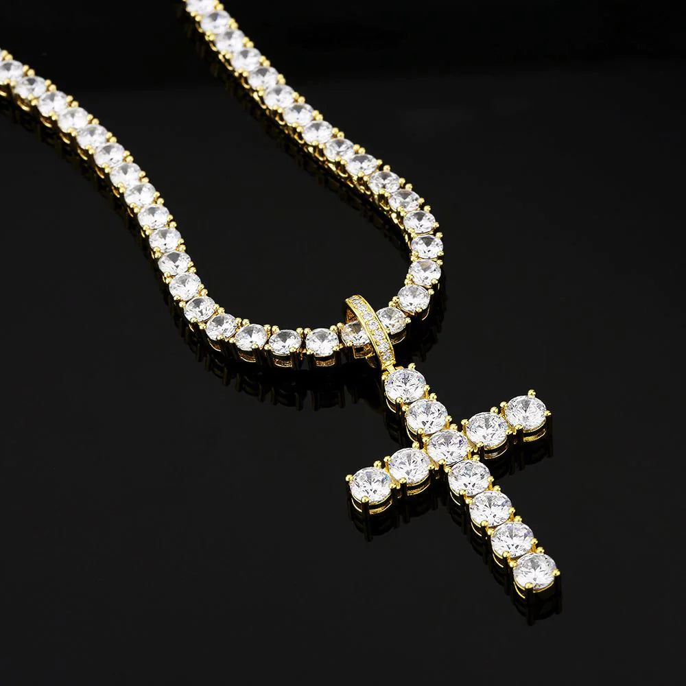 VVS Moissanite Solid Silver Cross Pendant in 14K Gold by Bling Proud | Urban Jewelry Online Store