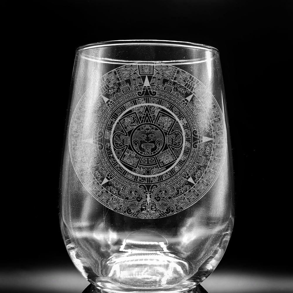 MESOAMERICAN Wine Glasses by LumEngrave