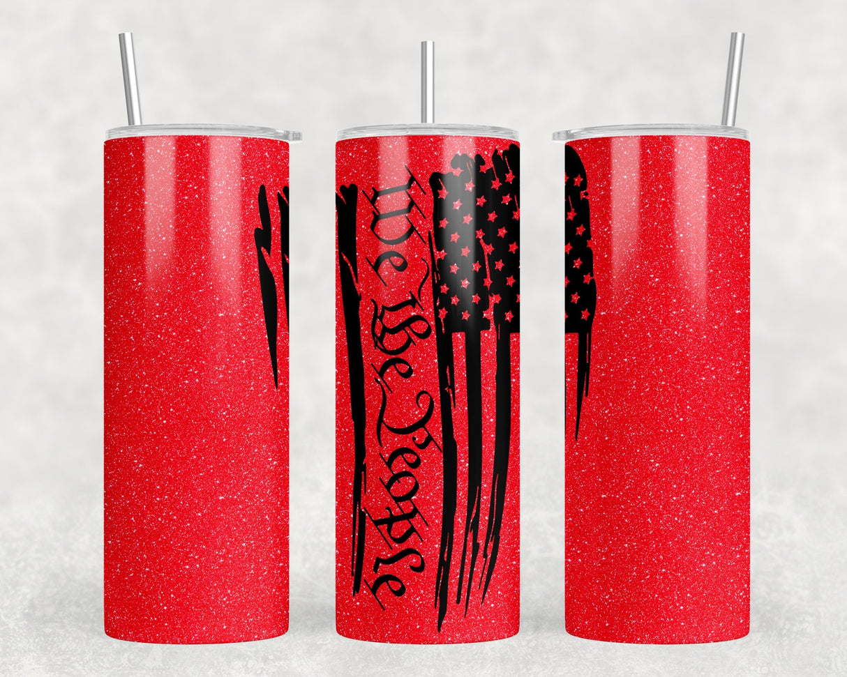 We The People Red - 20 oz Steel Skinny Tumbler - Optional Blue Tooth Speaker - Speaker Color will Vary by Rowdy Ridge Co