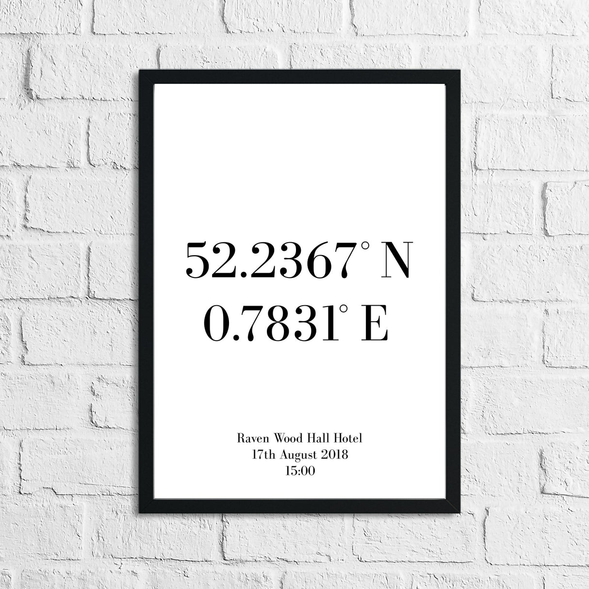 Personalised Wedding Coordinates Venue Simple Home Wall Decor Print by WinsterCreations™ Official Store