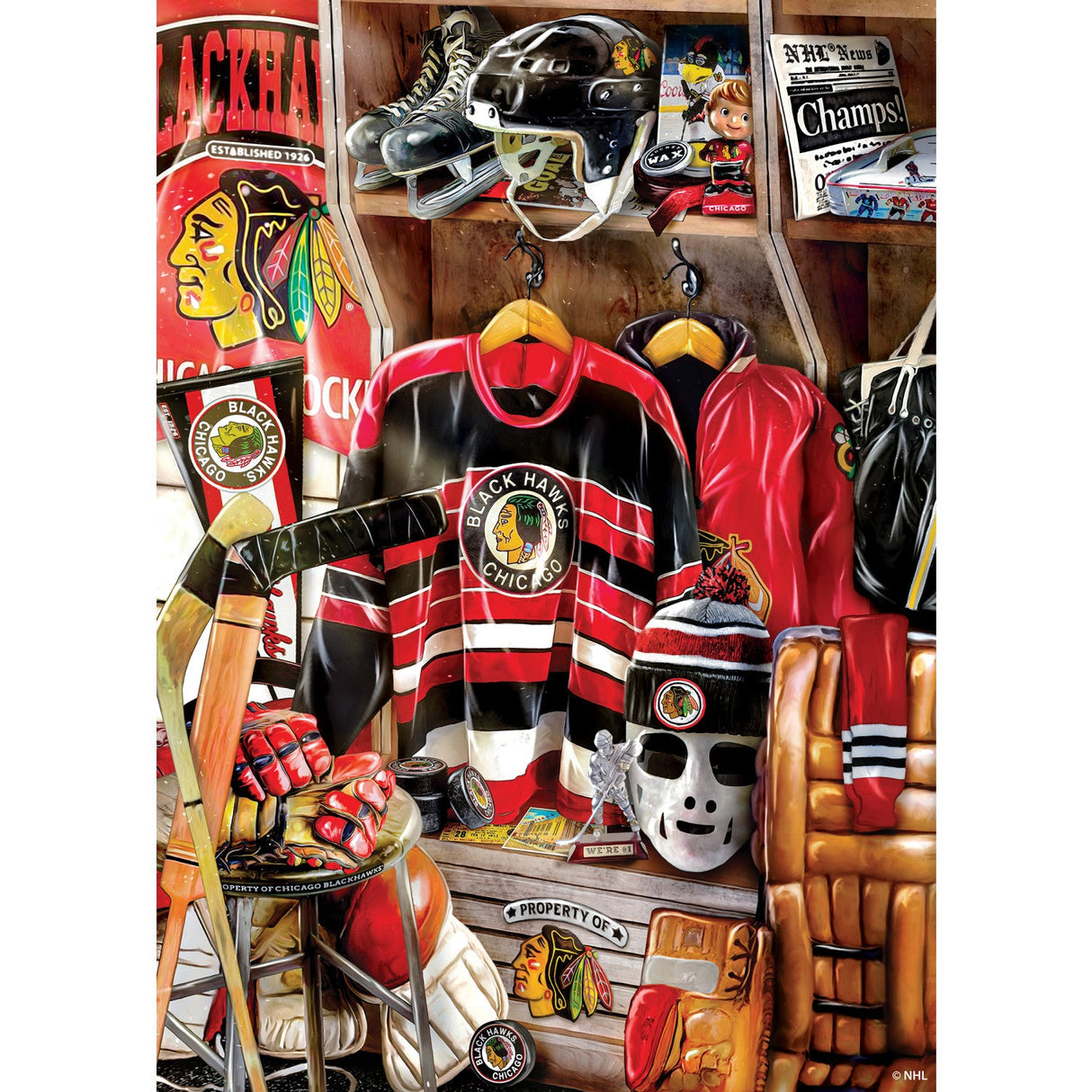 Chicago Blackhawks - Locker Room 500 Piece Jigsaw Puzzle by MasterPieces Puzzle Company INC